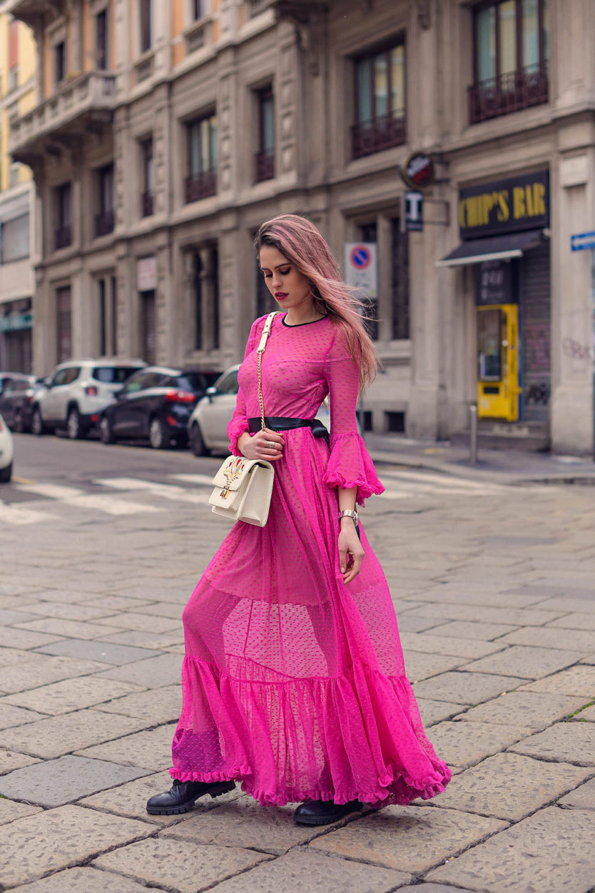 Pink long dress